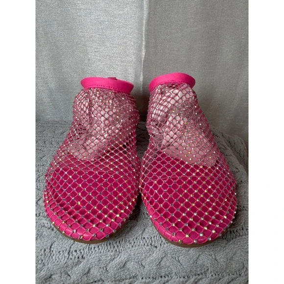 Cape Robbin‎ Rhinestone Mesh Flats Hot Pink Ballet Flats Women's Shoes Size 8 - Picture 3 of 6
